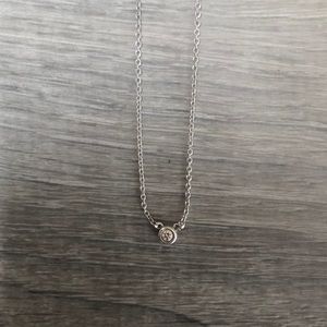 Tiffany & Co dainty single diamond necklace silver